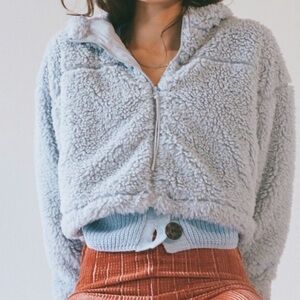 BDG Ice blue/gray Teddy Jacket